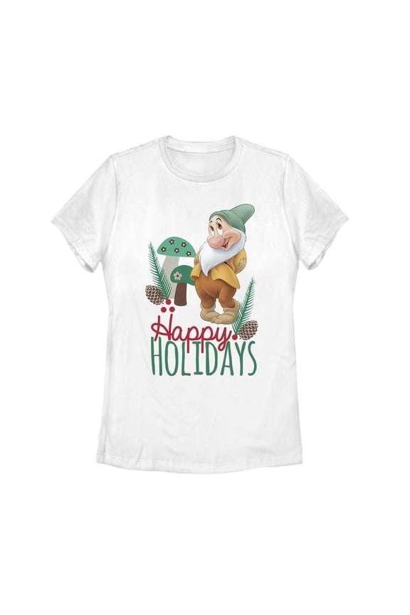 Women's Snow White and the Seven Dwarfs Snow White and the Seven Dwarfs Happy Bashful Holidays Graphic Tee