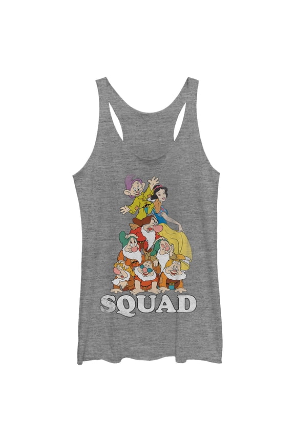 Women's Snow White and the Seven Dwarfs Squad  Racerback Tank Top Gray Heather Medium