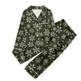 thumbnail image 1 of Women's Snowflake Pattern Long-Sleeved Pajama Set - Soft and Comfy Nightwear with Button-Down Top and Pants, 1 of 4