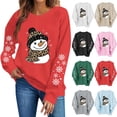 thumbnail image 1 of Women's Snowman Graphic Sweatshirt Crew Neck Long Sleeve Snowflake Sleeve Casual Pullover Top, 1 of 6