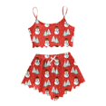 thumbnail image 1 of Women's Snowman Print Sleepwear Set Sleeveless Vest and Shorts Lightweight Two Piece Pajamas for Cozy Comfort, 1 of 4