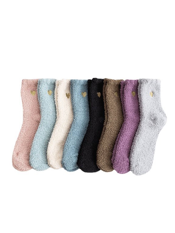 Women's Snug Fuzzy Socks - Cozy Fluffy Winter Warm Coral Fleece Home Sleeping Slipper Socks