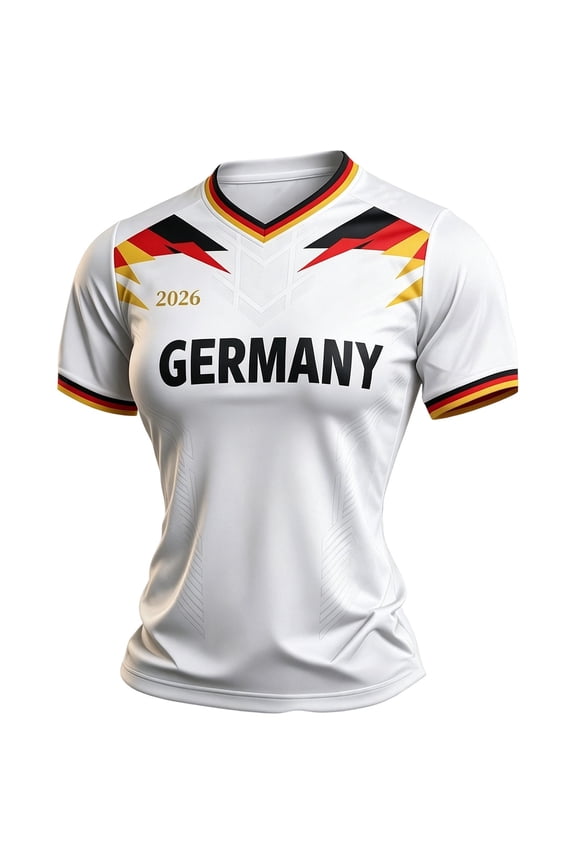 Women's Soccer Jersey T-Shirt Germany Letter Print Short Sleeve V-Neck Casual Top, Elegant Graphic Print Blouse for Everyday Wear,S
