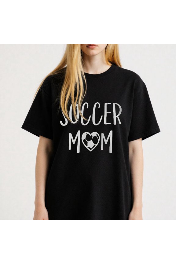 Women's Soccer Mom Heart Graphic T-Shirt for Women S-4XL Mother's Day Gift