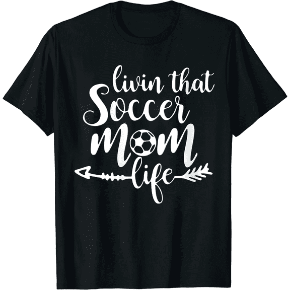 Women's Soccer Mom Printed Graphic Tee Funny Cute Short Sleeve Crewneck Casual Cotton T-Shirt