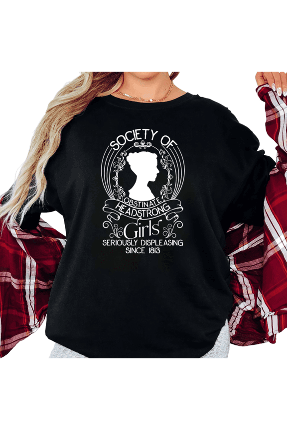 Women's Society of Obstinate Headstrong Girls Graphic T Shirt Pride and Austen Print Casual Short Sleeve Round Neck Top Black S-5XL