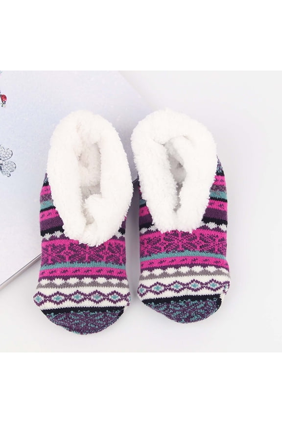 Women's Sock Slippers Non Winer Sandals Cute Cozy Striped Fuzzy Warm Indoor Outdoor House Shoes (Hot Pink One Size)