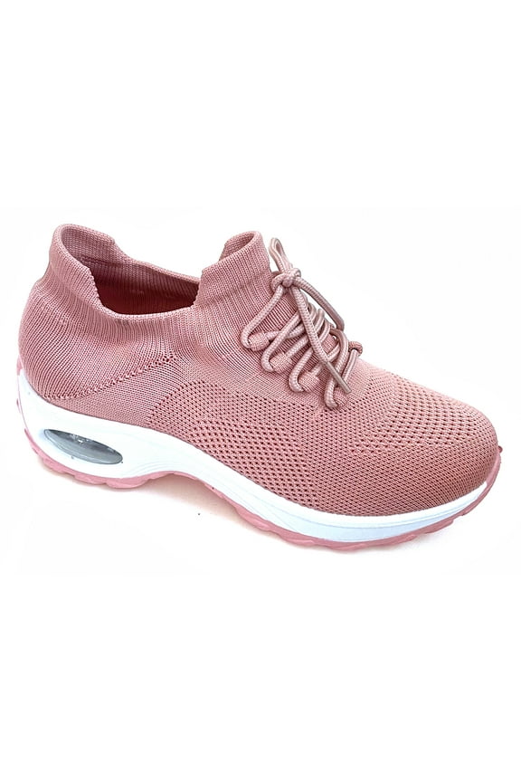 Women's Sock Sneakers Air Cushion Platform Mesh Fashion Walking Lace Up Shoes