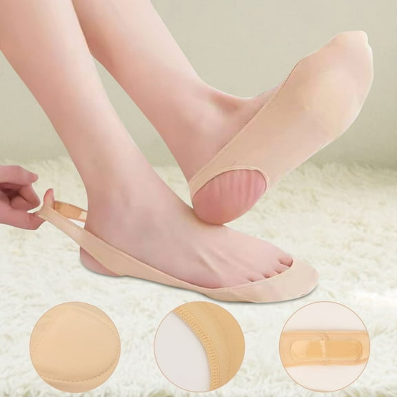 Women's Sock-Style Ball of Foot Cushions Metatarsal Pads Women,Non-slip Invisible Female Socks By Artrylin,Beige
