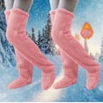 thumbnail image 1 of Women's Socks 2-Pair Over The Knee Grips Warm Winter Leg Warmers For Home Sleeping Cozy Soft Fleece Lined Thermal Boot Cuffs Housewarming Present Socks, 1 of 3