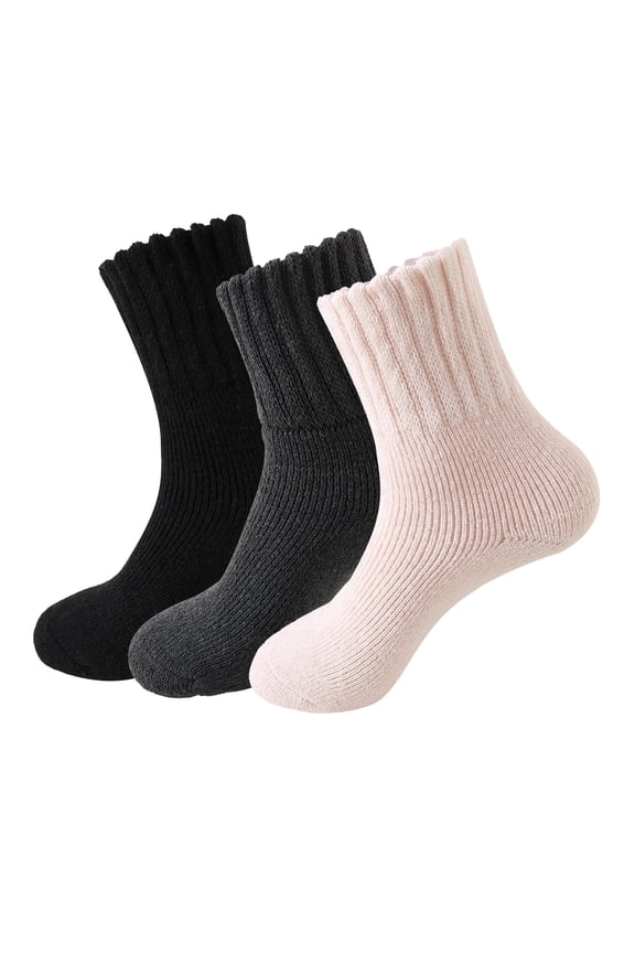 Women's Socks 3 Pairs Fall Winter Solid Color Socks Multicolor, 3-Pack Home Sleeping Warm Socks