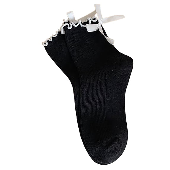 Women's Socks Bow Ruffle Crew Cute Soft Breathable Cotton