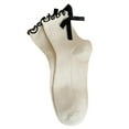 thumbnail image 1 of Women's Socks Bow Ruffle Crew Cute Soft Breathable Cotton, 1 of 4