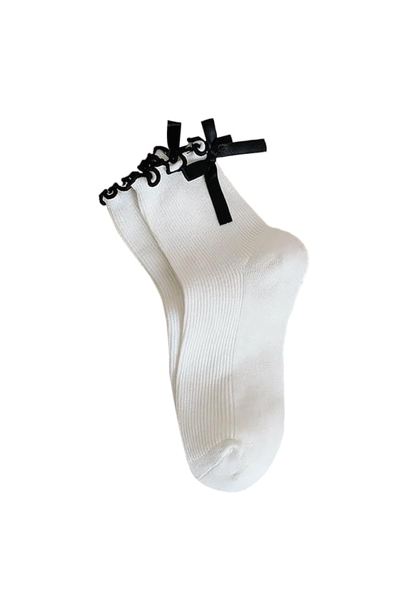 Women's Socks Bow Ruffle Crew Cute Soft Breathable Cotton