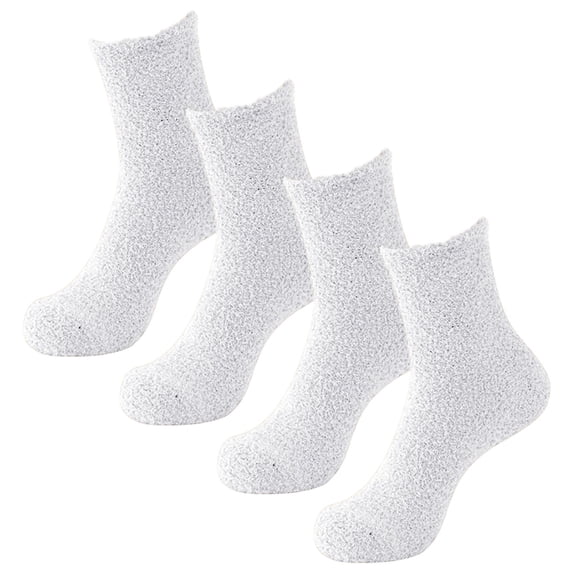 Women's Socks Casual Fuzzy 2 Pairs Cozy Slipper Fluffy Men Winter Warm Soft Cabin Stocking Comfy Sleep Breathable Womens Crew Socks White