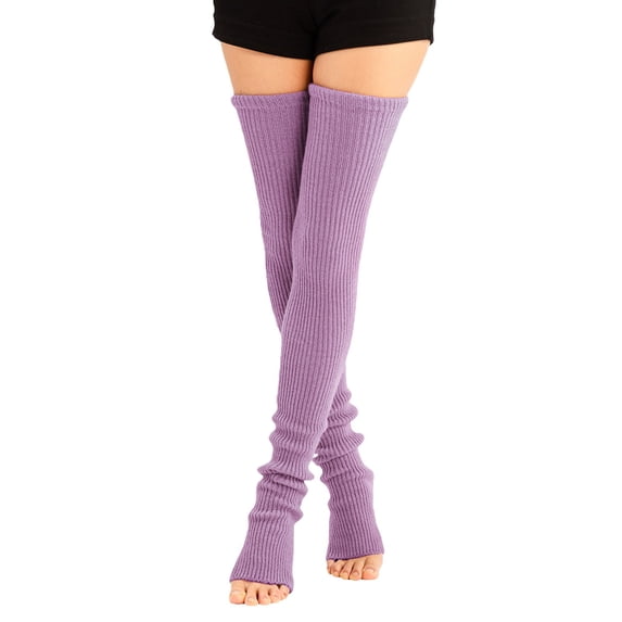 Women's Socks Casual Knit Vertical Stripe Seasonal Over The Knee Long Yoga Sports Breathable Socks for Women Light Violet