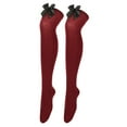 thumbnail image 1 of Women's Socks Casual Long Bowknot Pure Color Thigh High Over The Knee Festival Christmas Breathable Socks for Women, 1 of 4