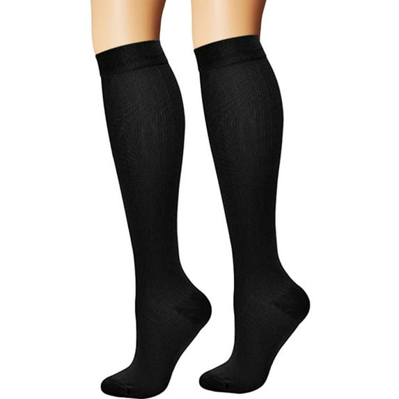 Women's Socks - Compression Stockings for Adults Fashionable Solid Design Athletic Support Socks for Sports and Football,Black