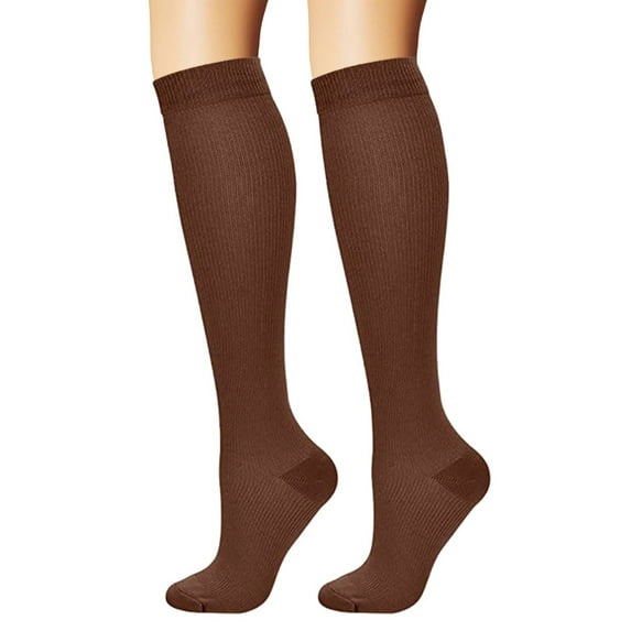 Women's Socks - Compression Stockings for Adults Fashionable Solid Design Athletic Support Socks for Sports and Football,Coffee