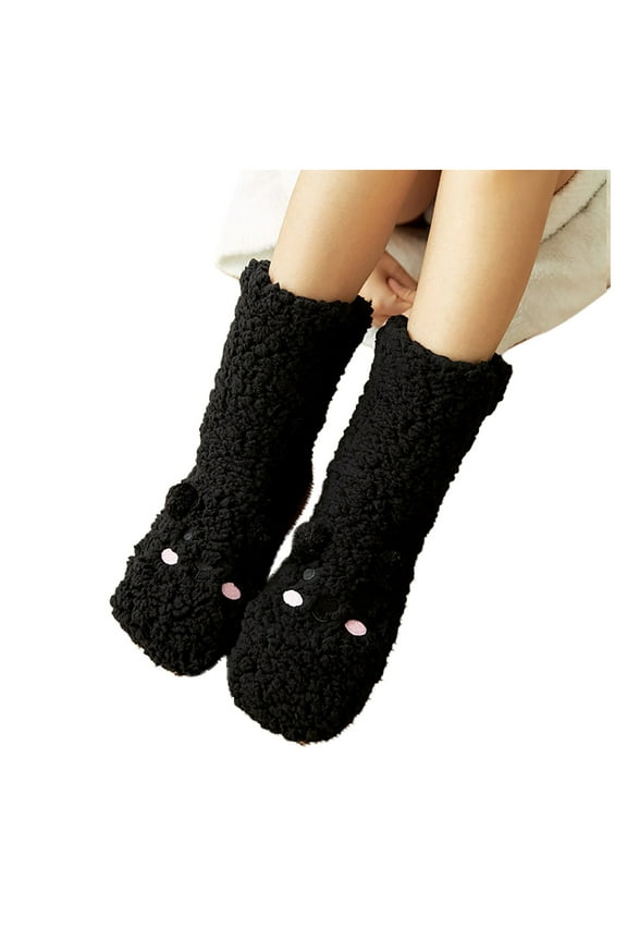 Women's Socks Fuzzy Socks with Grips Winter Warm Fluffy Soft Slipper Socks Cozy Non Socks Fun Socks for Women