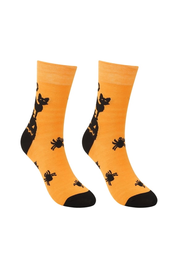 Women's Socks Halloween Pumpkin Novelty Print Crew Socks Mid Calf Length Casual Party Fall Fun Socks