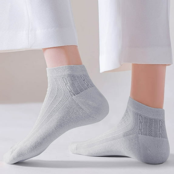Women's Socks New Women's Solid Color Shallow Mouth Socks Ventilate Sweat Absorbing Socks Gray Free Size