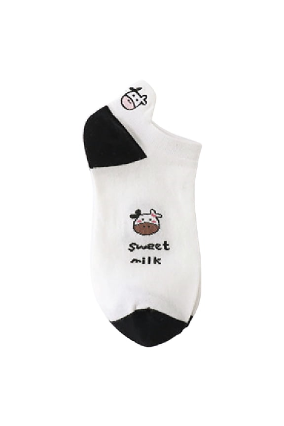 Women's Socks Short Bootie Fuzzy Cotton Cute Embroidery
