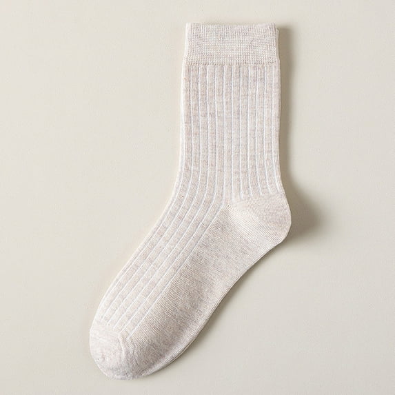 Women's Socks Solid Color Vertical Strip Socks Mid Tube Socks Classic Casual Comfort Cotton Socks,Beige Women's Accessories Socks