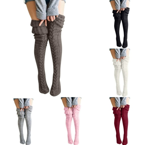 Women's Socks Thigh High Socks Over The Knee Cable Knit Boot Socks Long Warm Leg Warmers Winter Cozy Socks