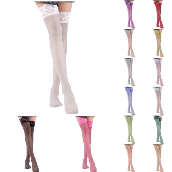 Women's Socks Thigh High Stockings Antiskid Silicone Lace Stay Up Semi Sheer Pantyhose Funny Socks for Women