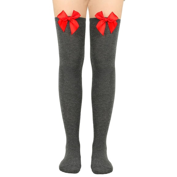 Women's Socks Thighs High Stocking Bow Knot Knee High Socks Valentine'S Day Leggings Stretchy Over Knee Party Accessory Stocking Grey,Grey