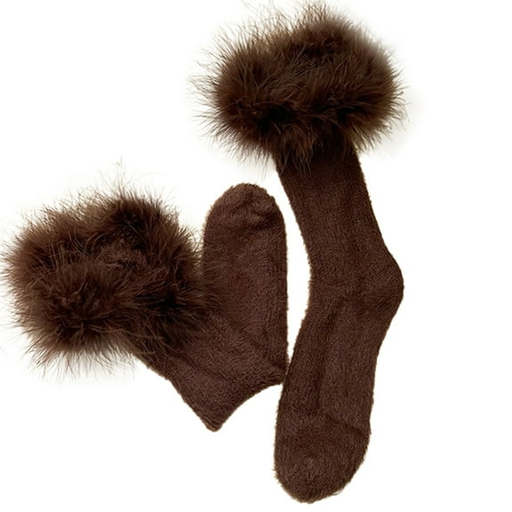 Women's Socks - Women's Fashionable Thermal Sport Socks Cozy Medium Length Winter Stockings for Everyday Comfort,Brown