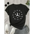 thumbnail image 1 of Women's Soft 100% Cotton Yoga Graphic Tee - Short Sleeve, Black with White Yoga Pose Print, Casual & Comfortable Activewear for Spring/Summer, Summer Tshirt | Artistic Print Top | Relaxed Fit Top, 1 of 5