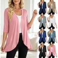 thumbnail image 1 of Women's Soft 3/4 Sleeve Cardigan Open Front Casual Sweater Jacket Lightweight Loose Fit Knit Top for Spring Fall | CSEONE,Black XL, 1 of 9
