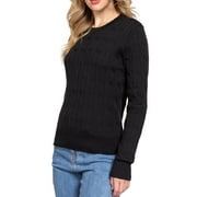 FASHIONSTREAM Women's Soft 4x4 Cable Knit Pullover Sweater with Round Neck