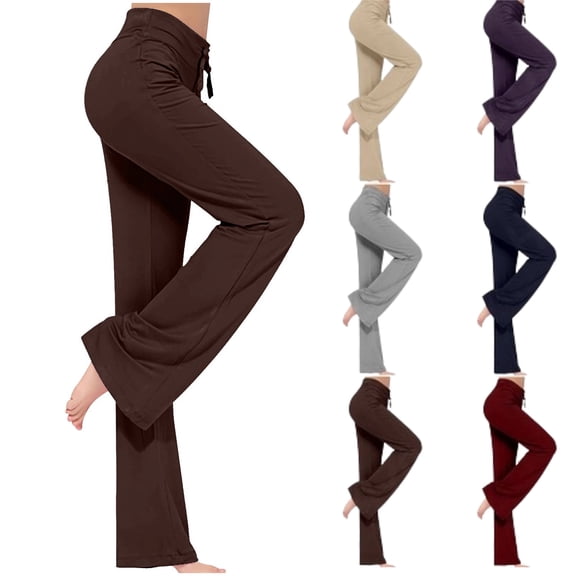 Women's Soft Black Pajama Pants Wide Leg Comfy Casual Lounge Yoga Capri Pants 22'' / 30'', Coffee M