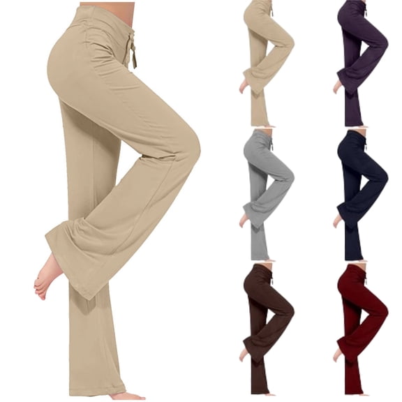 Women's Soft Black Pajama Pants Wide Leg Comfy Casual Lounge Yoga Capri Pants 22'' / 30'', Khaki L
