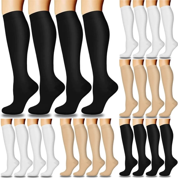 Women's Soft Breathable Nylon Knee High Socks for Daily Wear, Lightweight Stretch Casual Long Socks, 4-Pack | VerBelle,Black 8-15.5