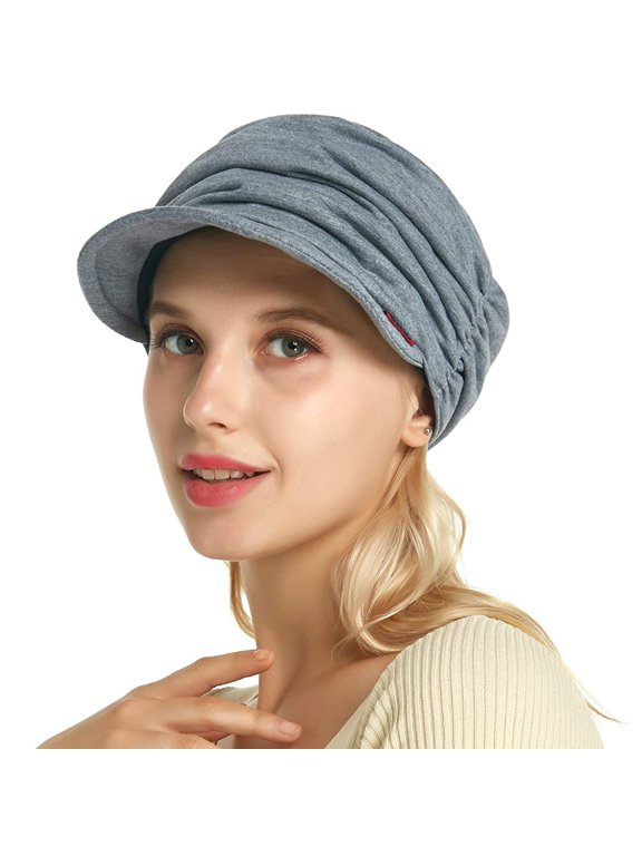 Women's Soft-Brim Sun Hat - Pleated Lightweight Summer Hat,Grey,One Size,Dailypoc