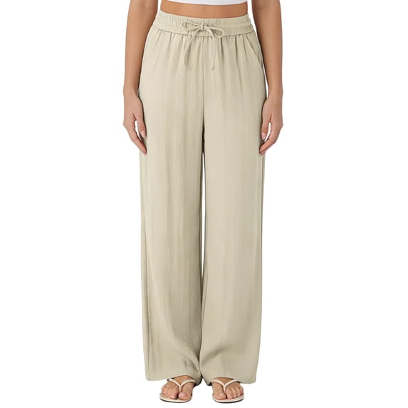 Women's Soft Brushed Fabric Drawstring Waist Wide-Leg Lounge Pants