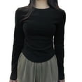 thumbnail image 1 of Women's Soft Brushed Long Sleeve T-Shirt De Velvet Underneath Base Layer Shirt Slim Fit Round Neck Top for Autumn Winter 2024, 1 of 1