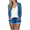thumbnail image 1 of Women's Soft Cardigans Long Sleeve Lightweight Fall Jacket Tops Solid Casual Open Front Cardigan Outerwear (2XL, Blue), 1 of 7