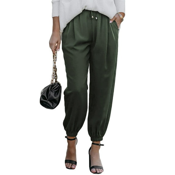 Women's Soft Casual Loose Drawstring Elastic High Waisted Joggers Pants with Pockets Work Pants for Women