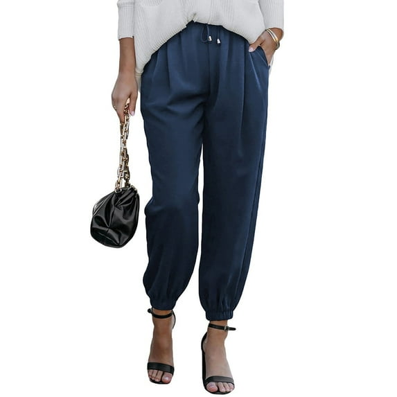 Women's Soft Casual Loose Drawstring Elastic High Waisted Joggers Pants with Pockets Work Pants for Women