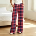 thumbnail image 1 of Women's Soft Casual Loungewear Bottoms Plaid Pajama Pants, Drawstring Elastic Waist with Side Pockets Homewear L, 1 of 7