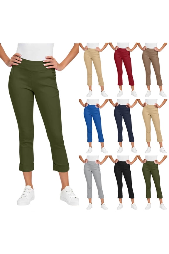 Women's Soft Casual Solid Color Straight Leg Pants, Mid Rise with Flattering Fit, Functional Pockets, Easy Care, For Work, Daily Wear, Shopping, Travel, Comfortable | TruBelle,Brown 2XL