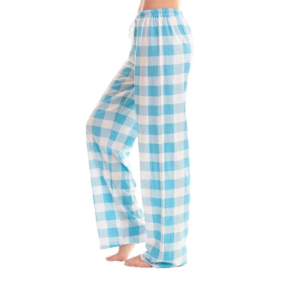 Women's Soft Checkered Pajama Pants with Elastic Drawstring Waist and Loose Wide-Leg Style