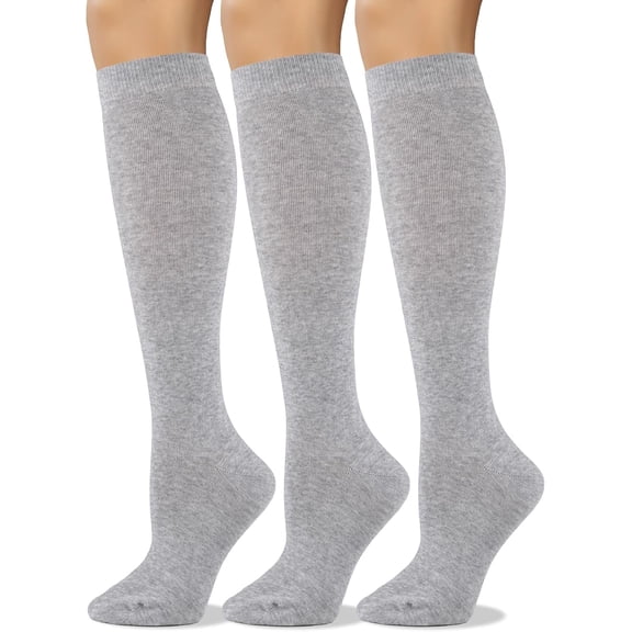 Women's Soft Combed Cotton Knee High Long Calf Dress Socks long socks for women Seamless Toe Black White Gray Navy Blue
