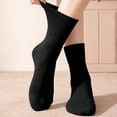 thumbnail image 1 of Women's Soft Combed Cotton Socks Mini Crew Socks Thin Seamless Viscose Bamboo Cotton Soft Cozy Casual Cute Above Ankle 3 Pairs(Black,One Size), 1 of 4