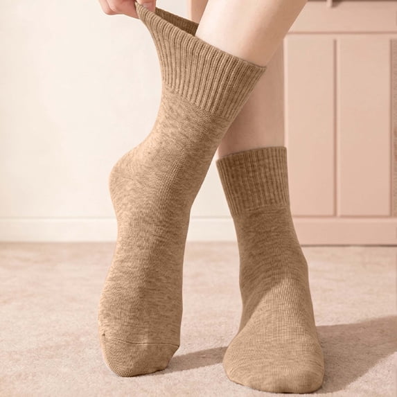Women's Soft Combed Cotton Socks Mini Crew Socks Thin Seamless Viscose Bamboo Cotton Soft Cozy Casual Cute Above Ankle 3 Pairs(Khaki,One Size)
